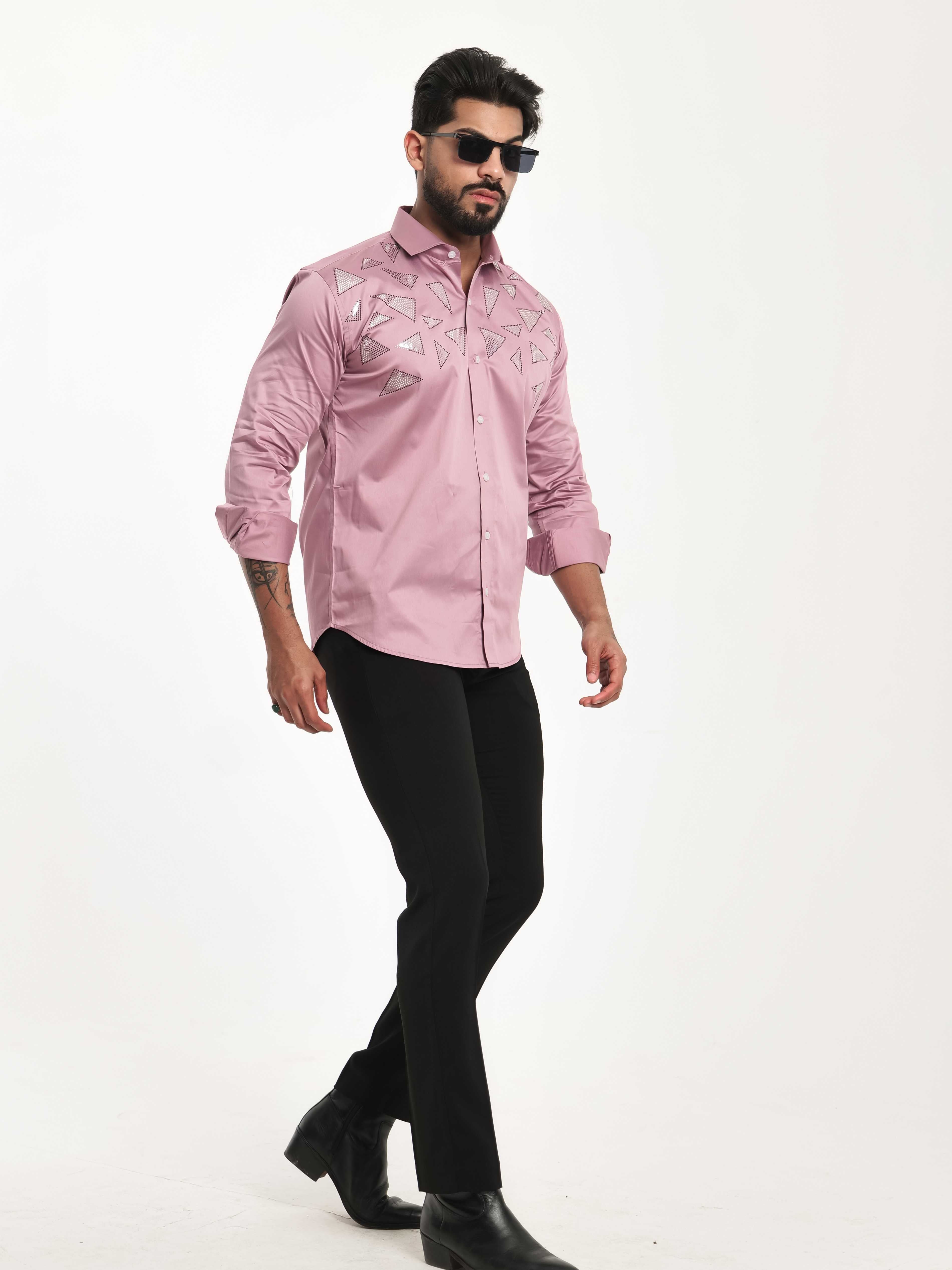 PINK SEQUENCE DESIGNER SHIRT FOR MEN'S