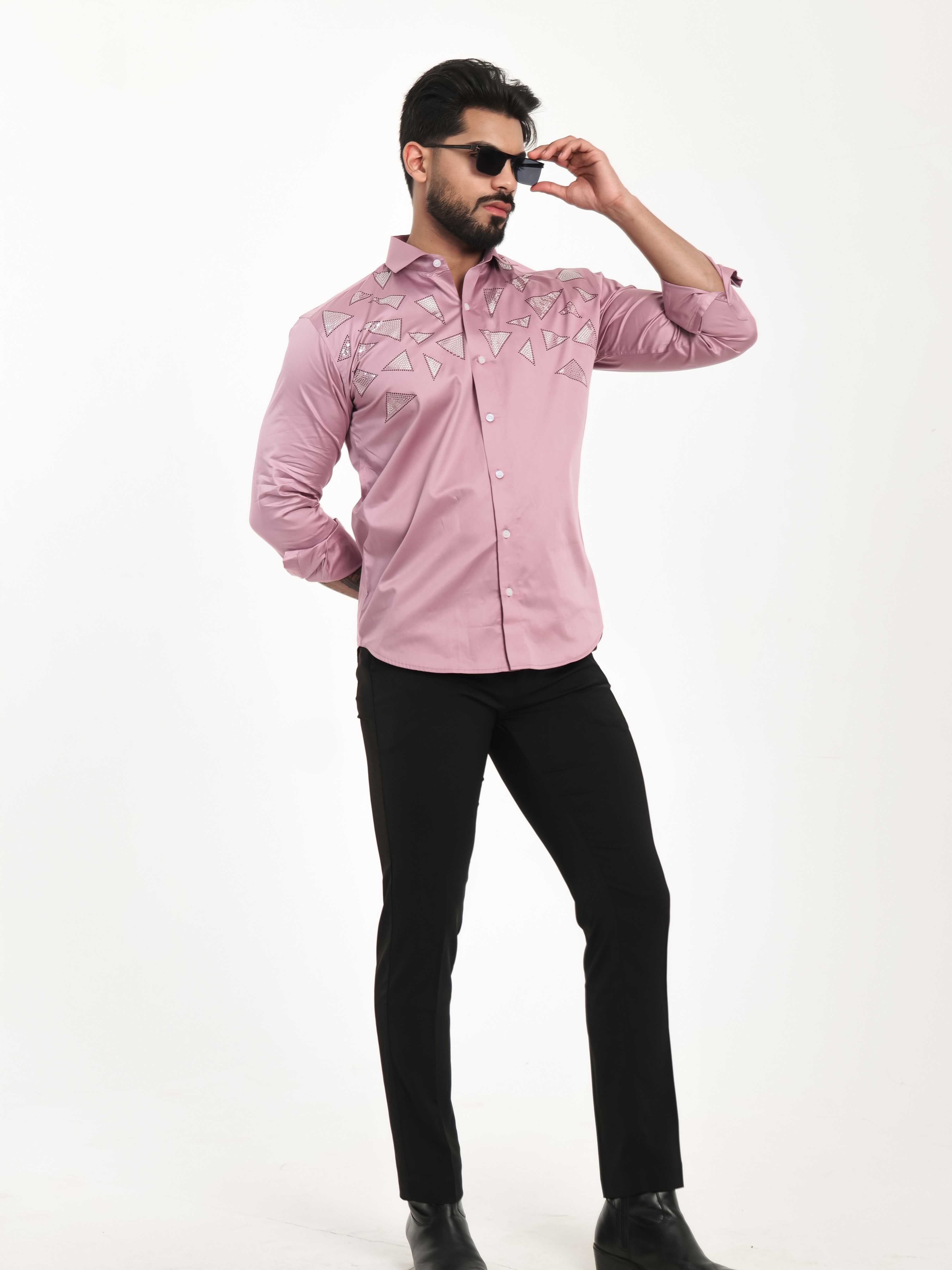 PINK SEQUENCE DESIGNER SHIRT FOR MEN'S