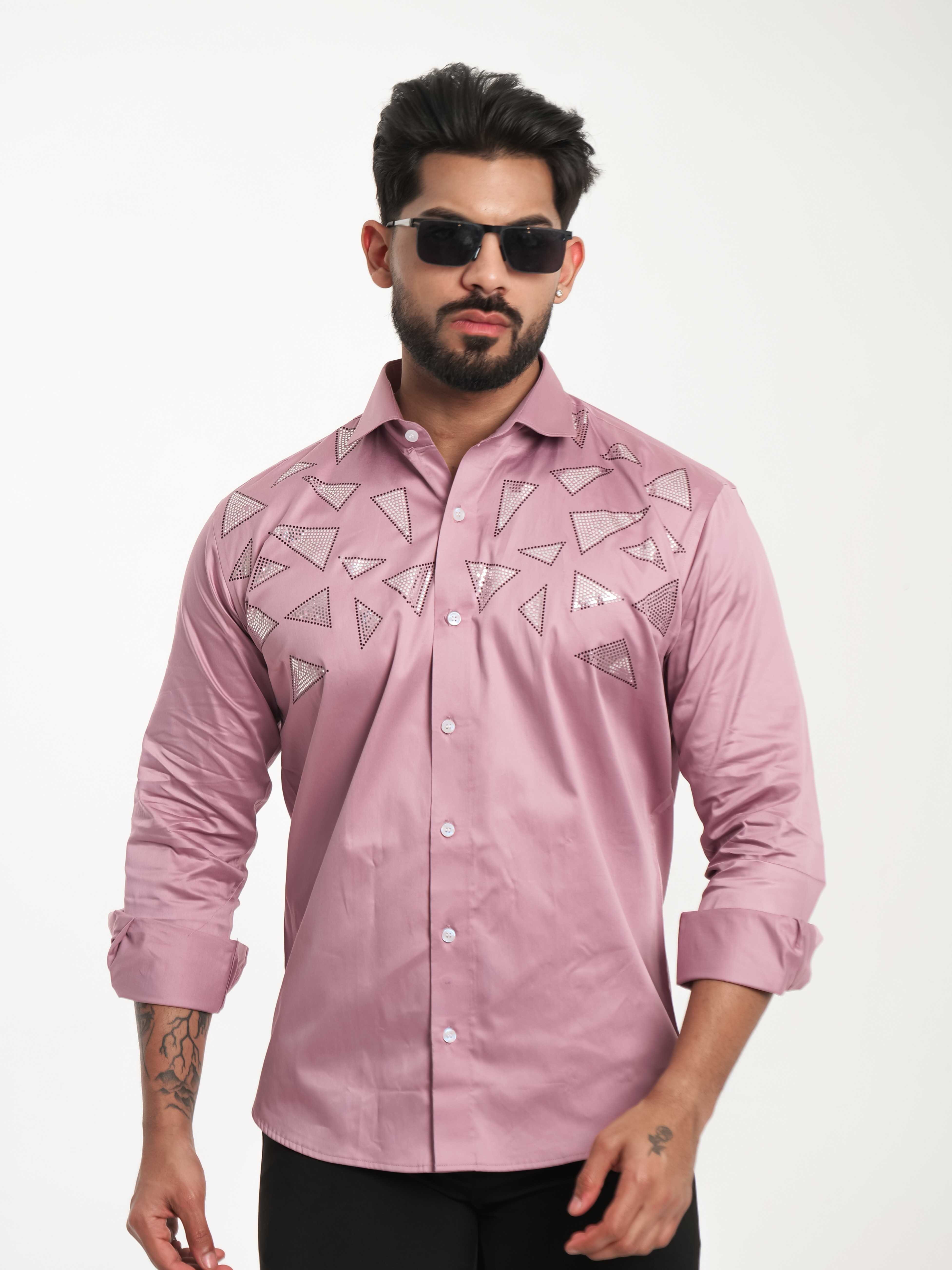 PINK SEQUENCE DESIGNER SHIRT FOR MEN'S