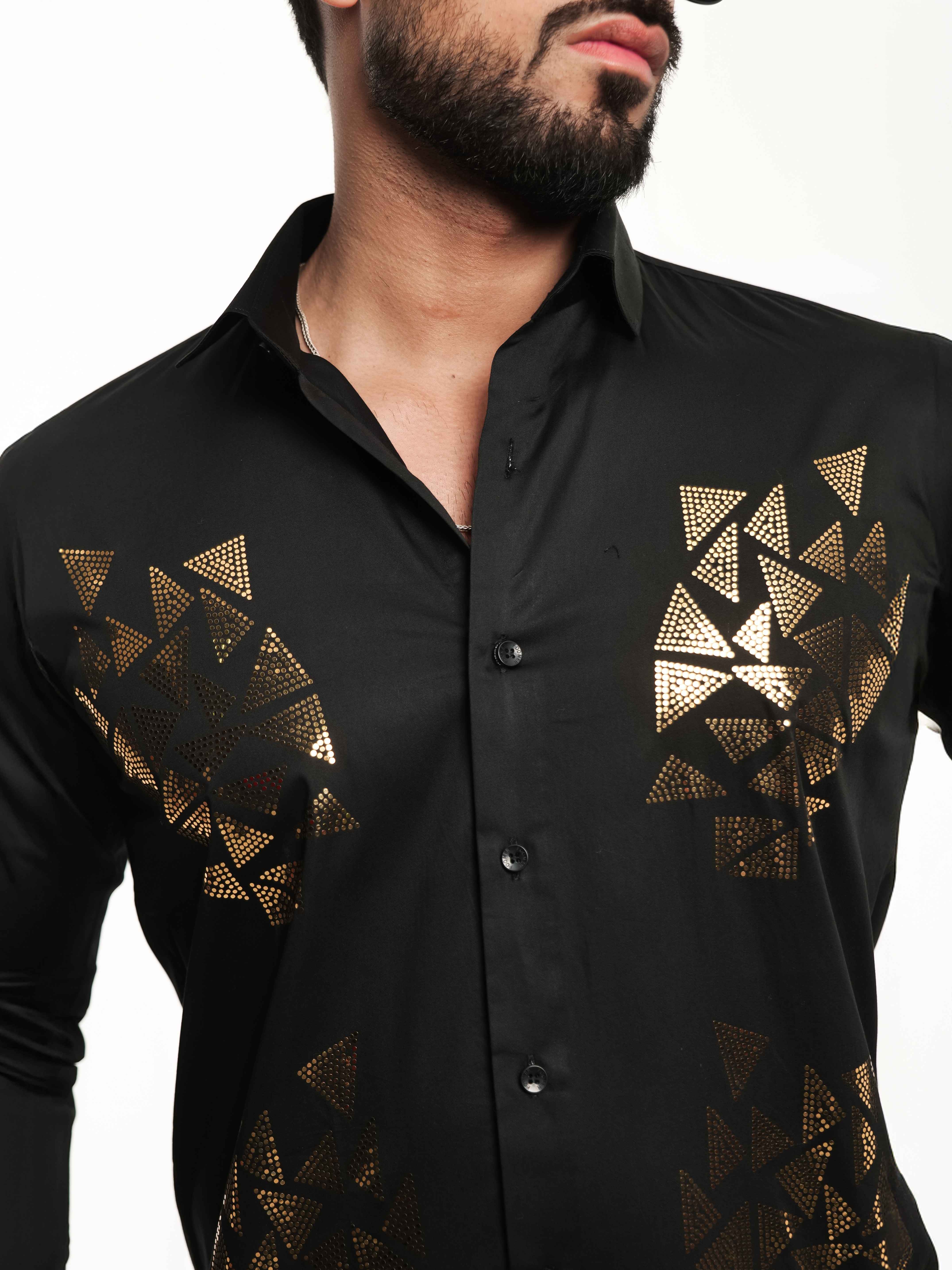 BLACK SEQUENCE DESIGNER SHIRT FOR MEN'S