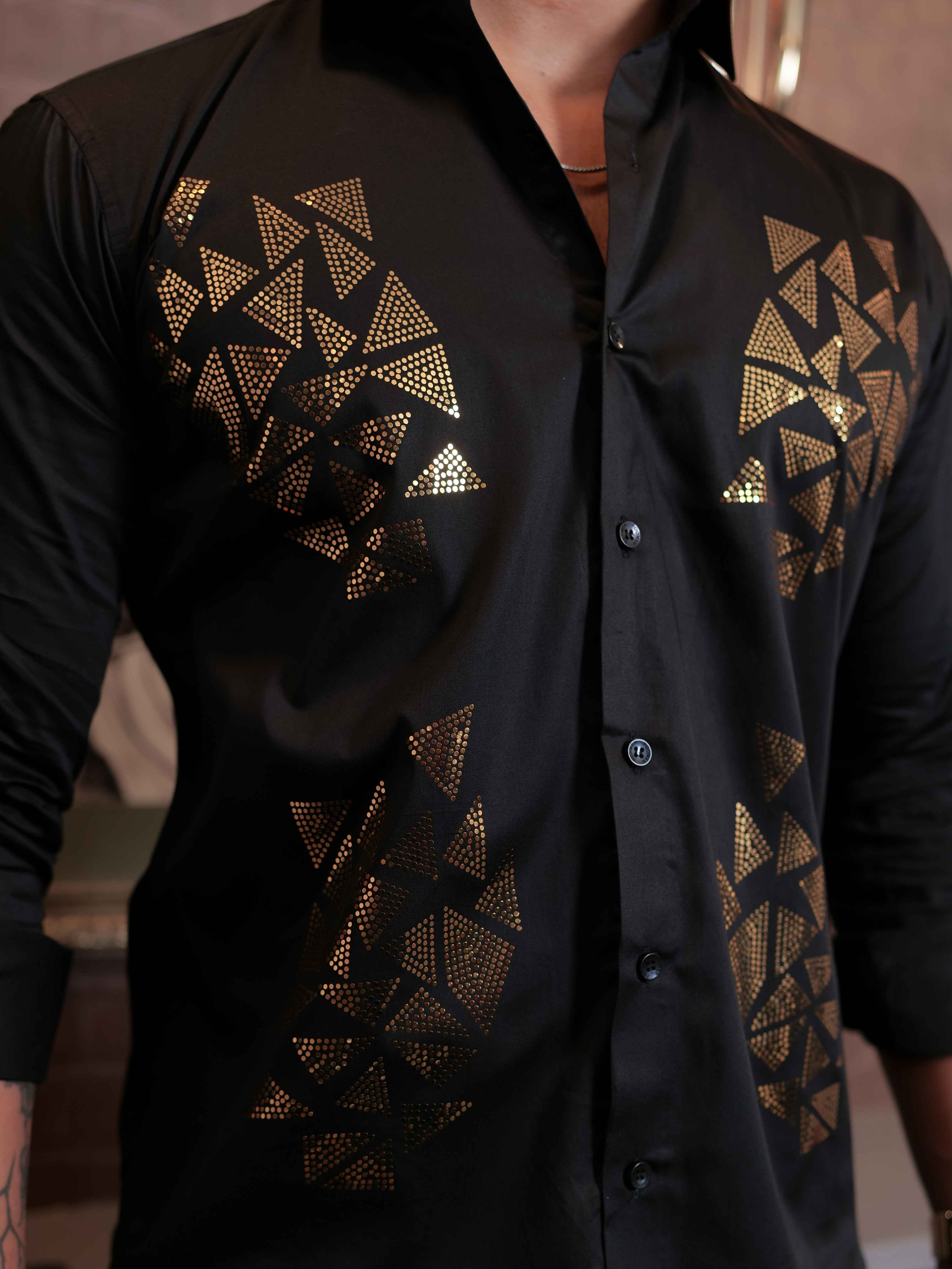 BLACK SEQUENCE DESIGNER SHIRT FOR MEN'S
