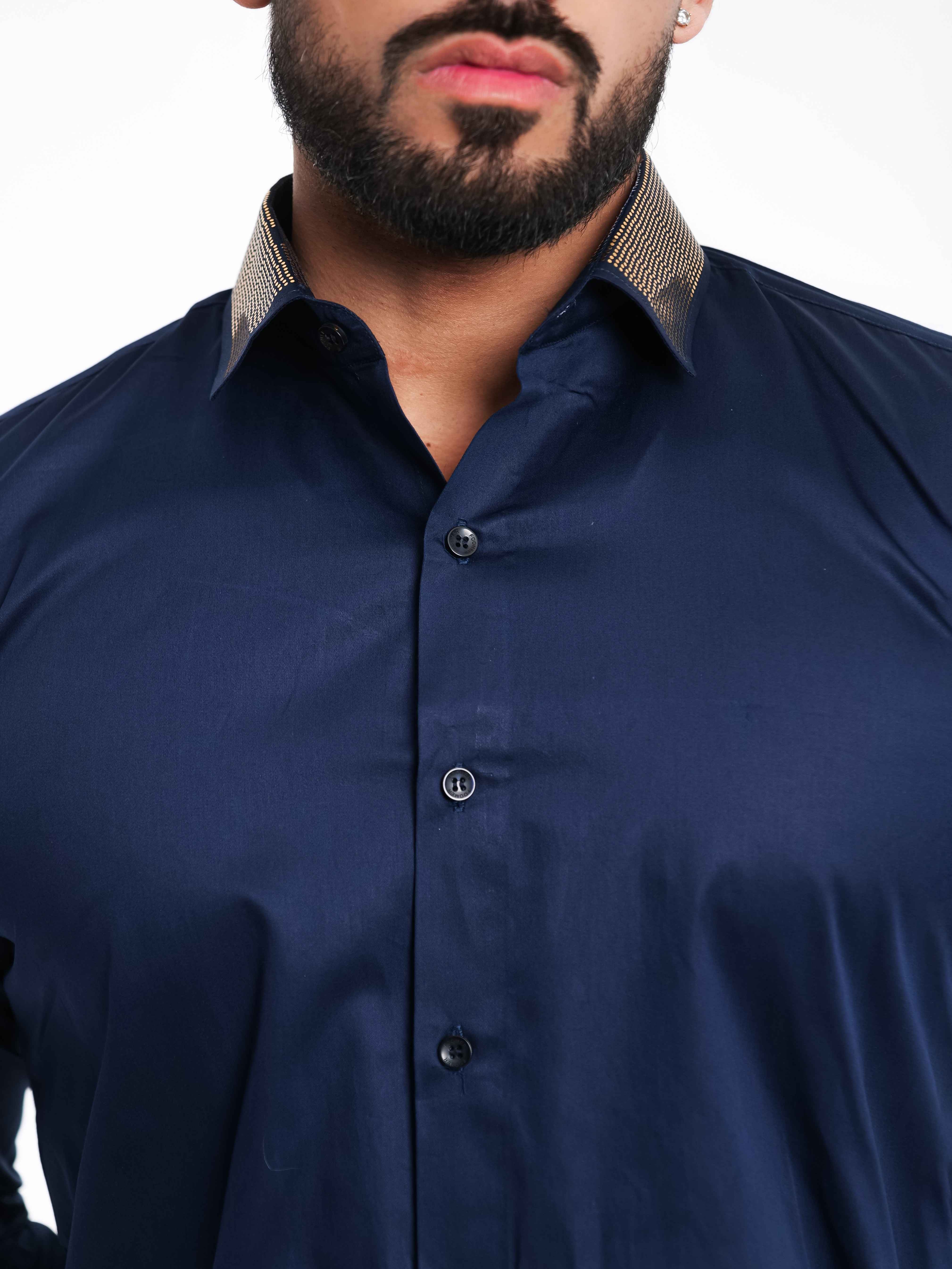 NAVY COLLAR SEQUENCE DESIGNER SHIRT FOR MEN'S